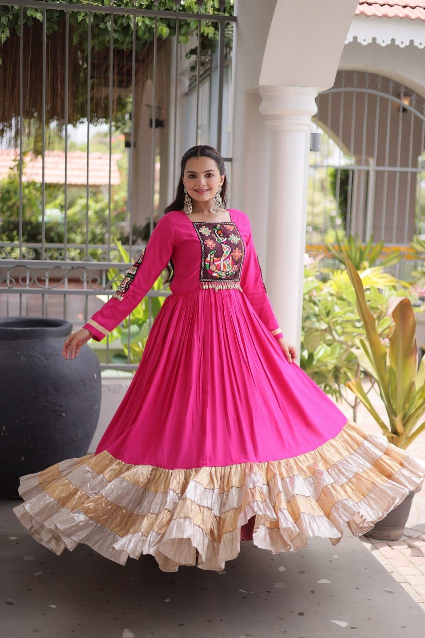 Kutchi Gamthi Work Navratri Anarkali Gown