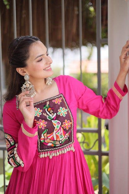 Kutchi Gamthi Work Navratri Anarkali Gown