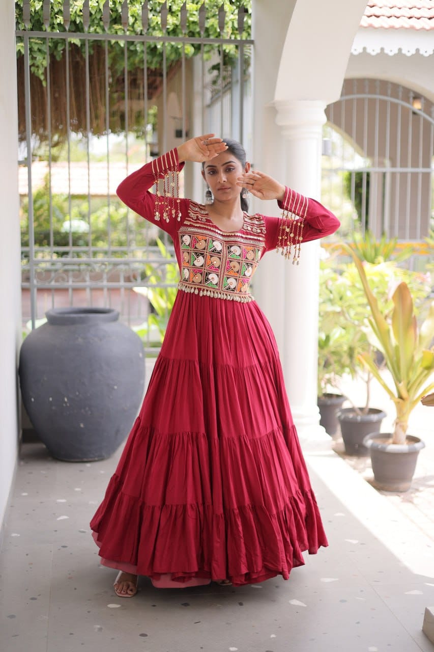 Kutchi Gamthi Work Navratri Anarkali Gown