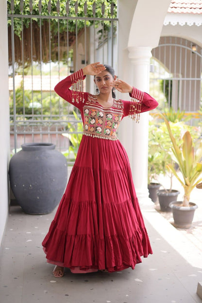 Kutchi Gamthi Work Navratri Anarkali Gown