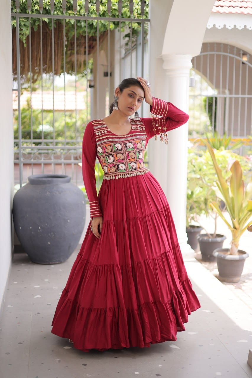 Kutchi Gamthi Work Navratri Anarkali Gown