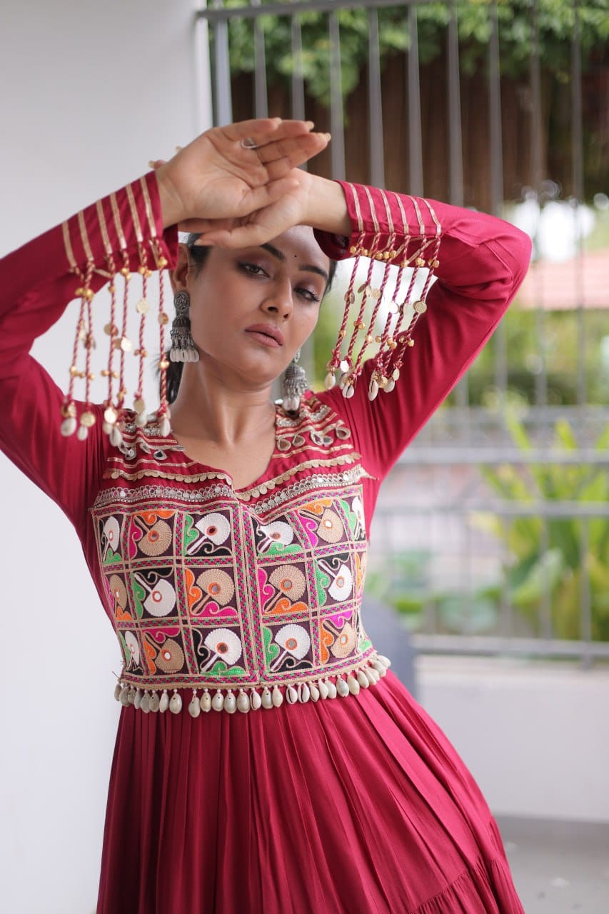Kutchi Gamthi Work Navratri Anarkali Gown