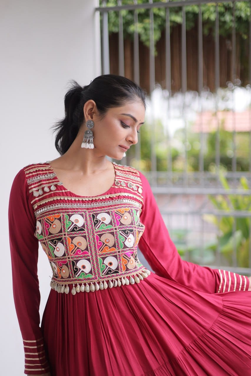 Kutchi Gamthi Work Navratri Anarkali Gown