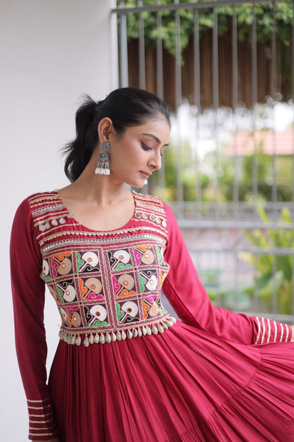 Kutchi Gamthi Work Navratri Anarkali Gown