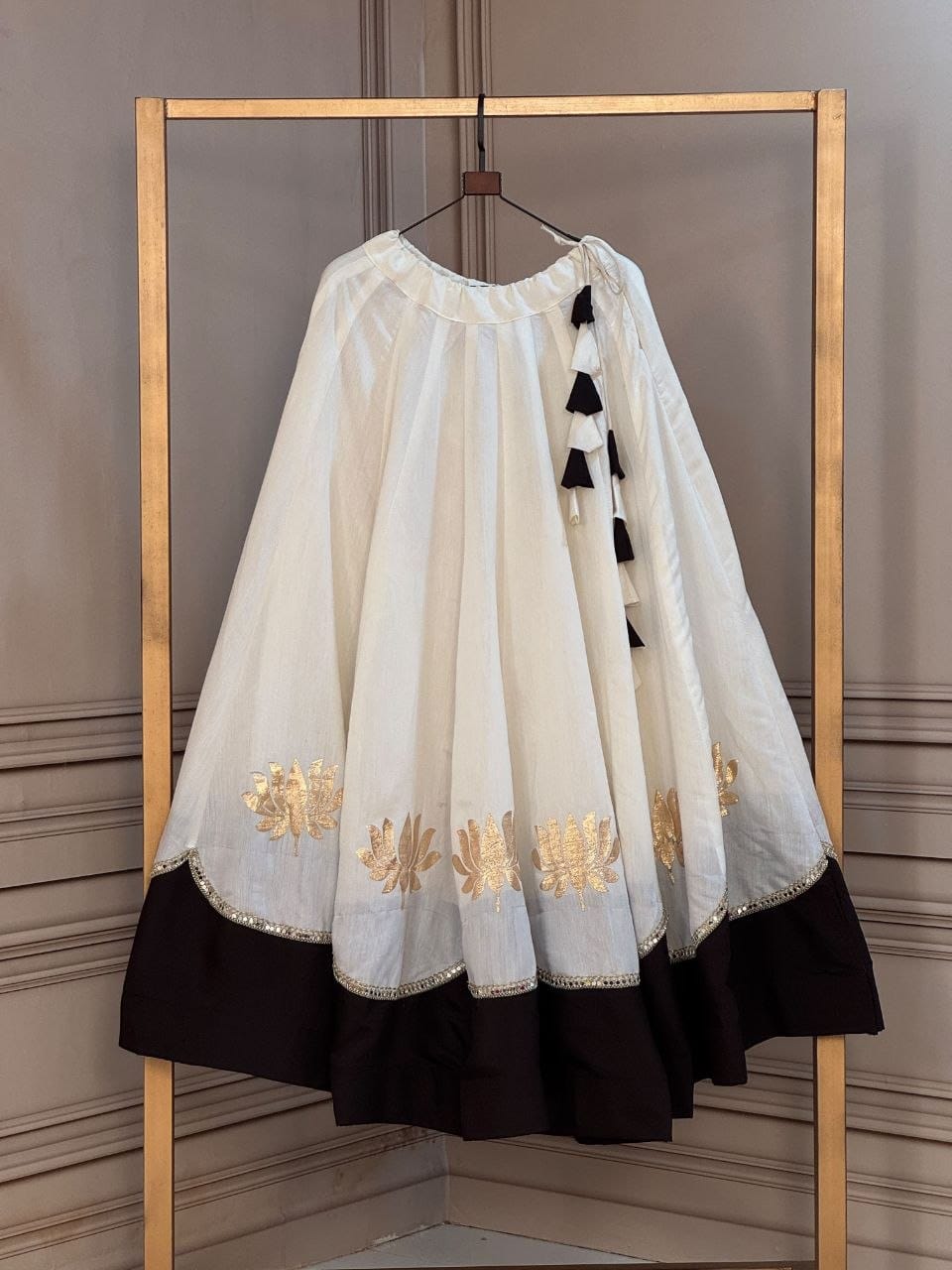 White and Black Navratri Skirt