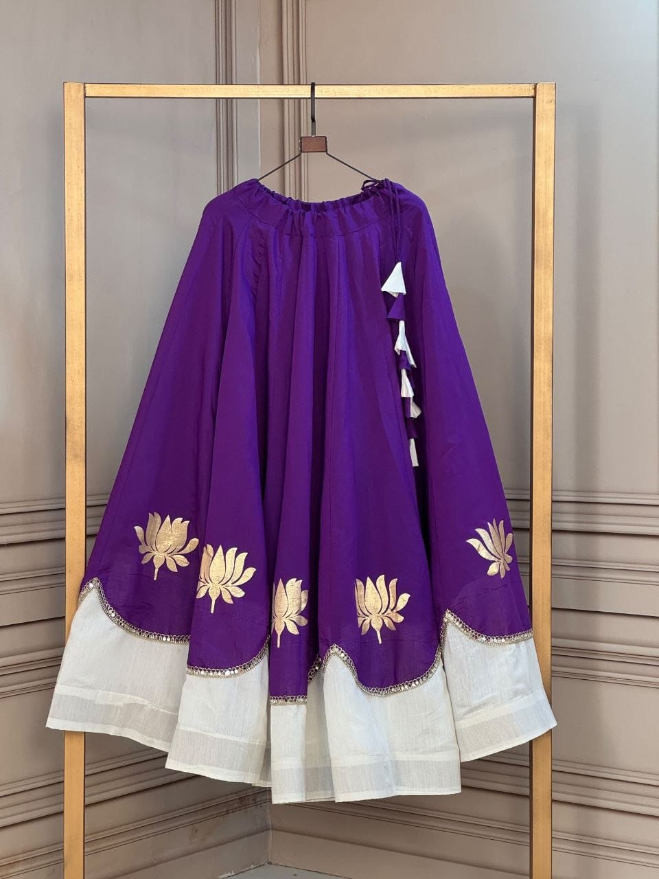Purple and White Navratri Skirt
