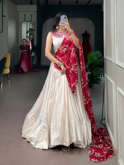 Off-White color Navratri Lehenga Choli with Dupatta