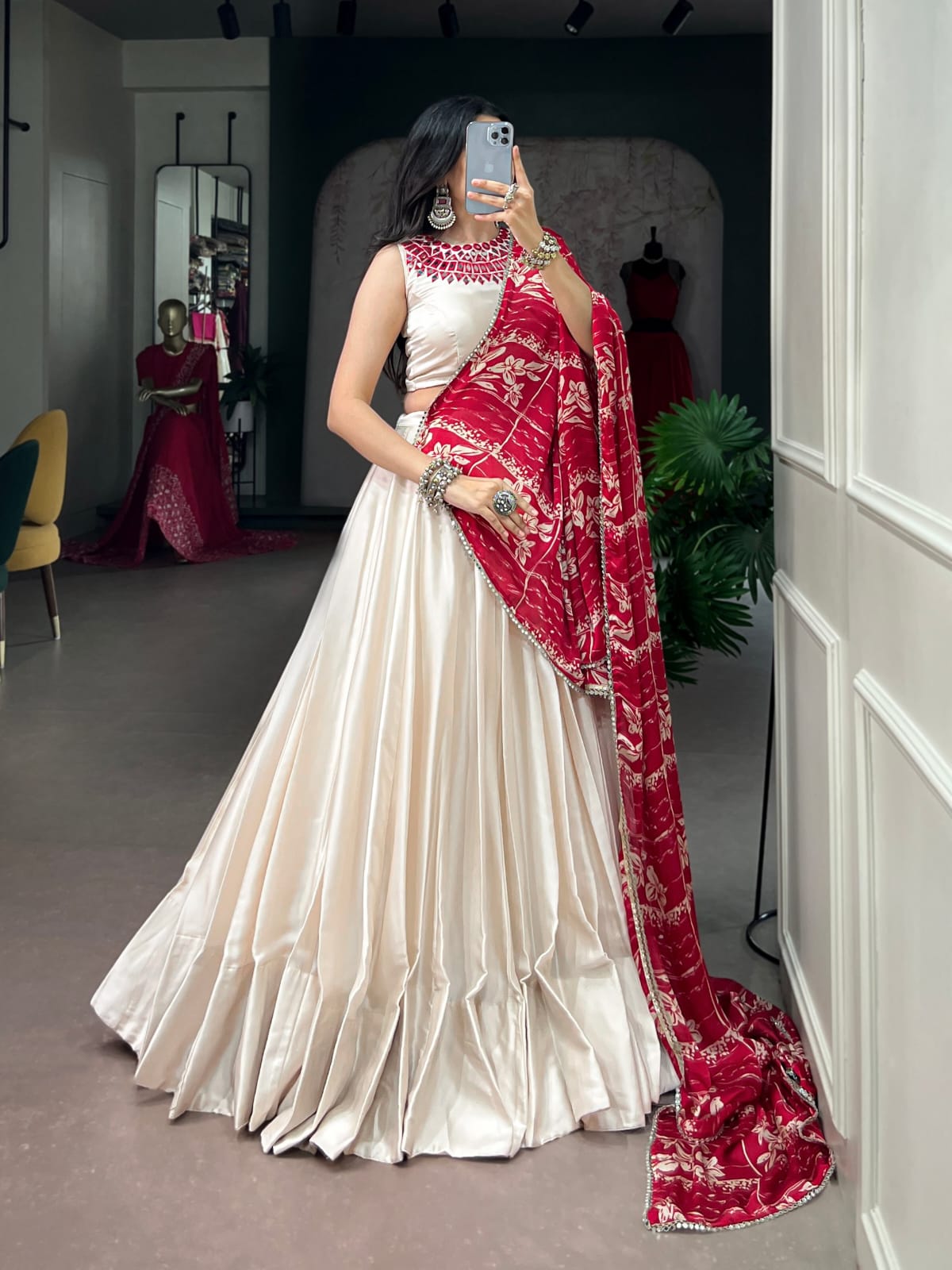 Off-White color Navratri Lehenga Choli with Dupatta