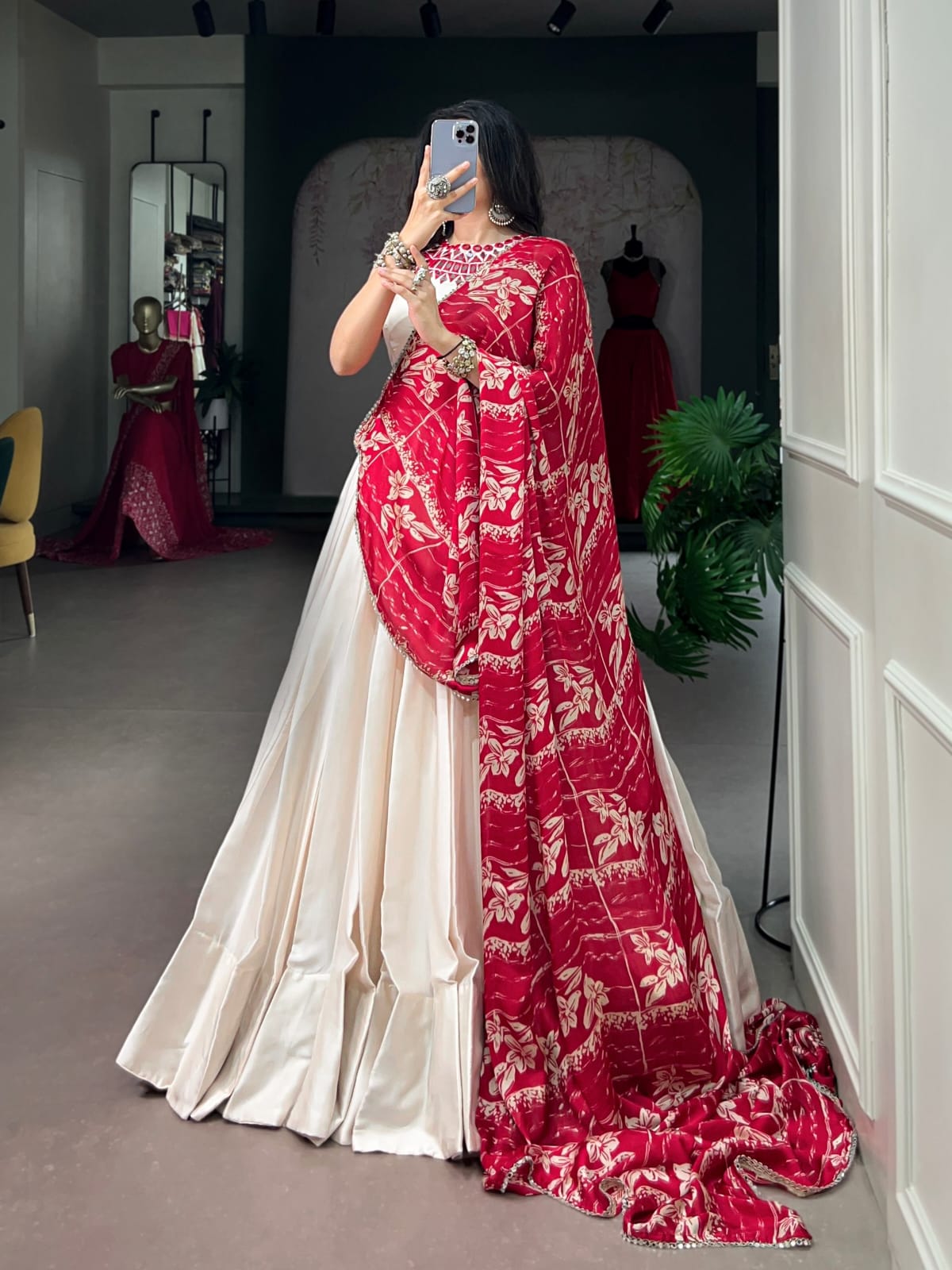 Off-White color Navratri Lehenga Choli with Dupatta