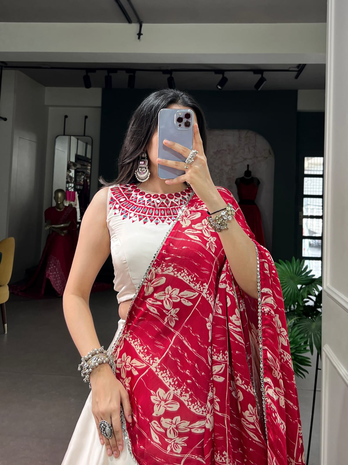 Off-White color Navratri Lehenga Choli with Dupatta