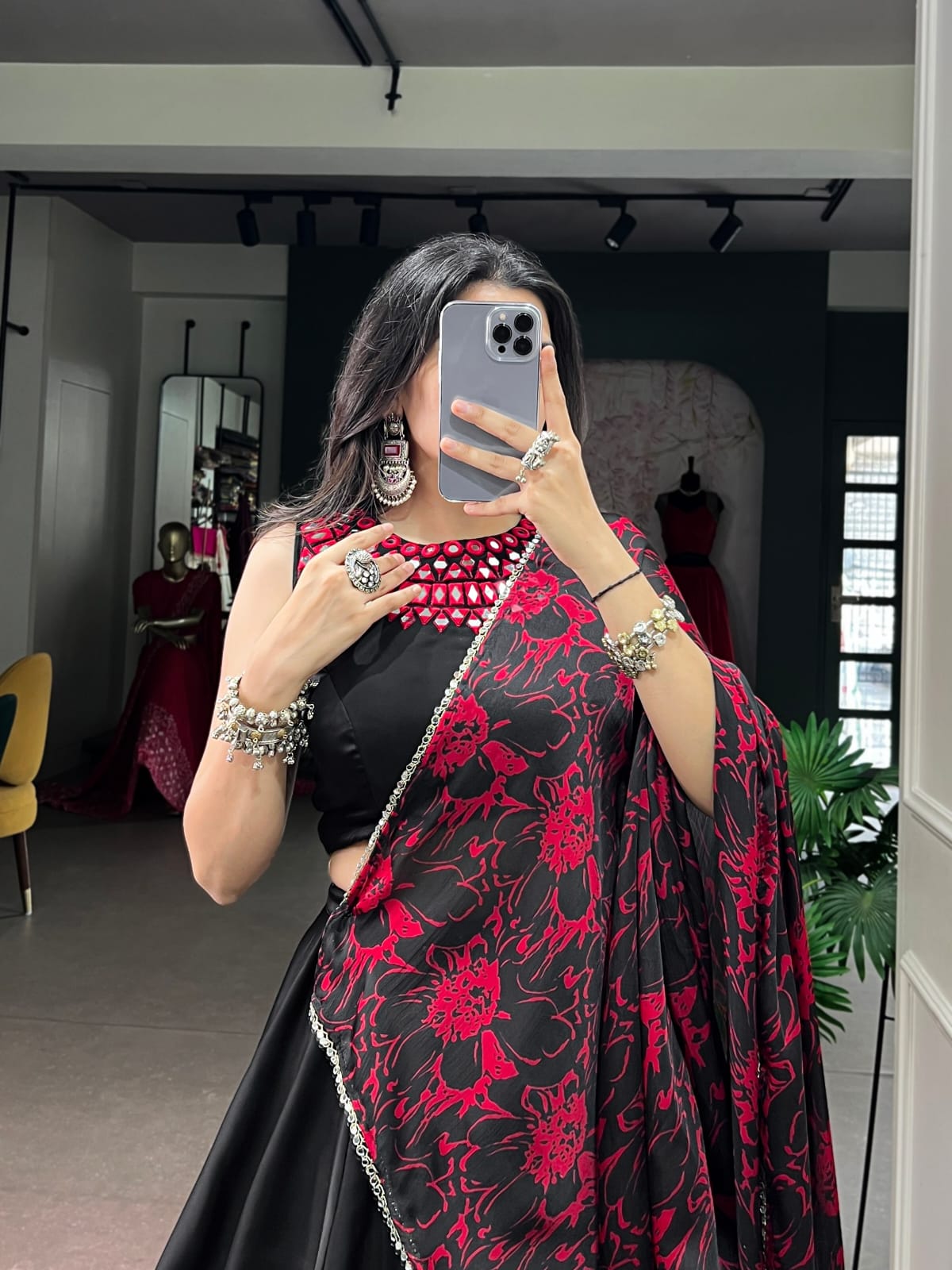 Black color Navratri Lehenga Choli with Dupatta