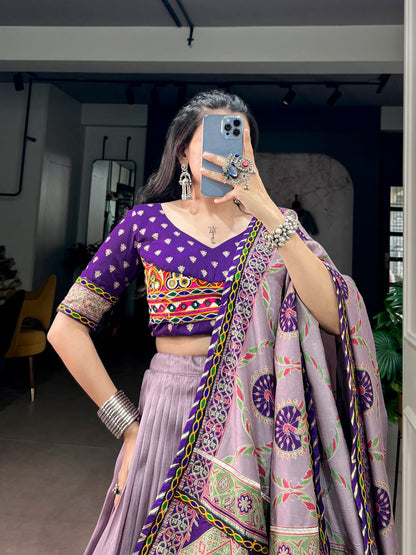 Tasar Silk with Printed Navratri Lehenga Choli with Dupatta