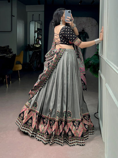 Tasar Silk with Printed Navratri Lehenga Choli with Dupatta