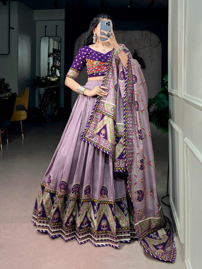 Tasar Silk with Printed Navratri Lehenga Choli with Dupatta