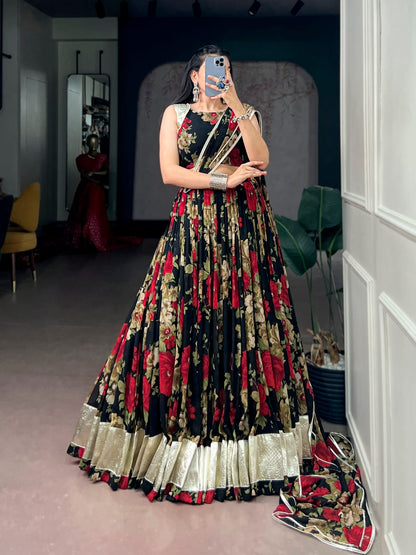 Georgette Floral Print Navratri Lehenga Choli with Dupatta