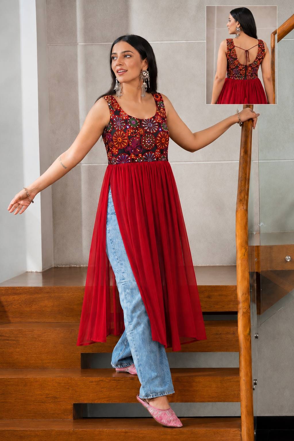 Maroon color Navratri Special Kurti
