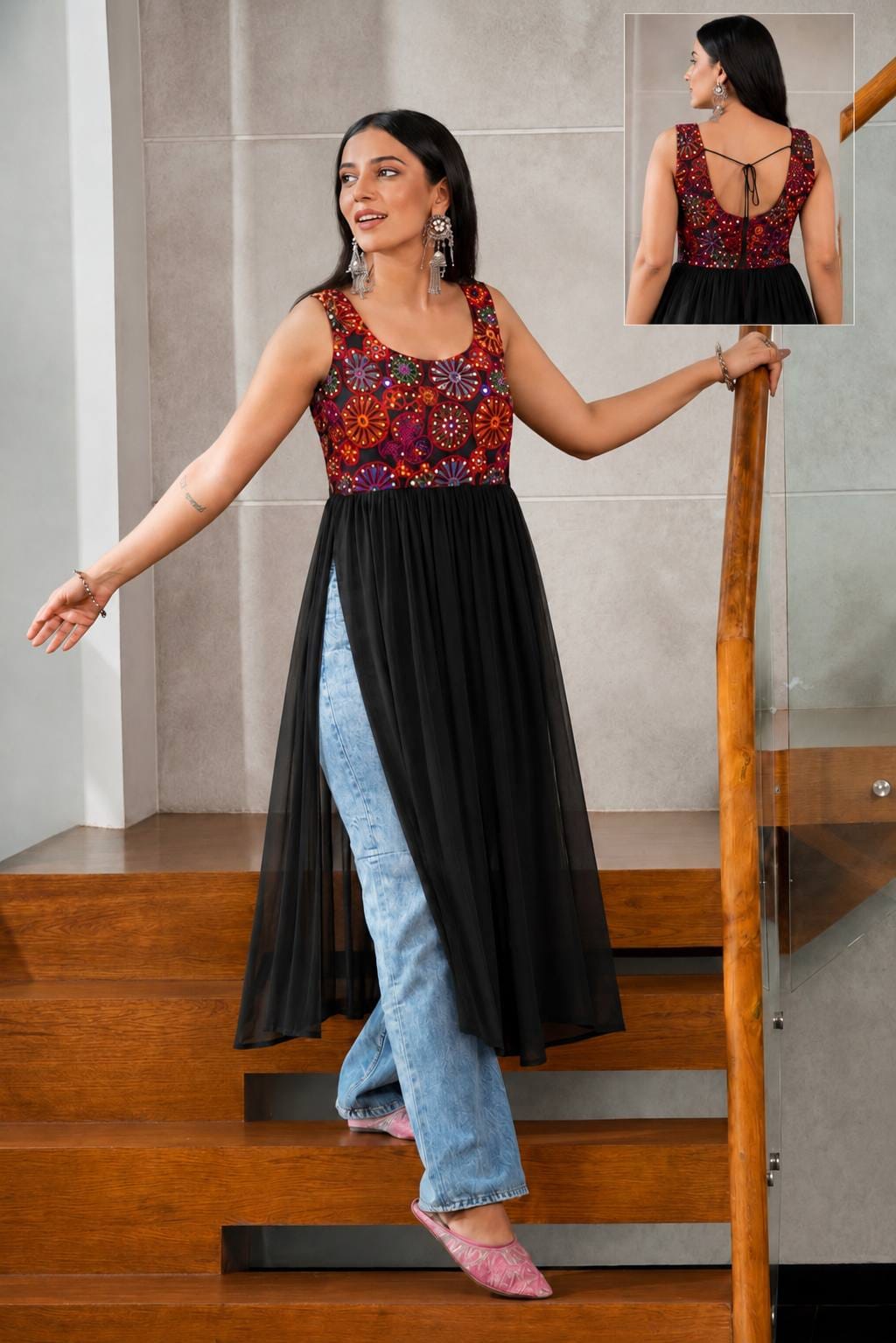 Black color Navratri Special Kurti