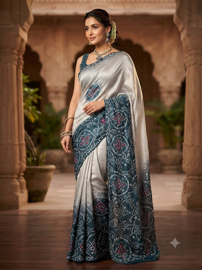 Blue color Saree with Unstitched Blouse