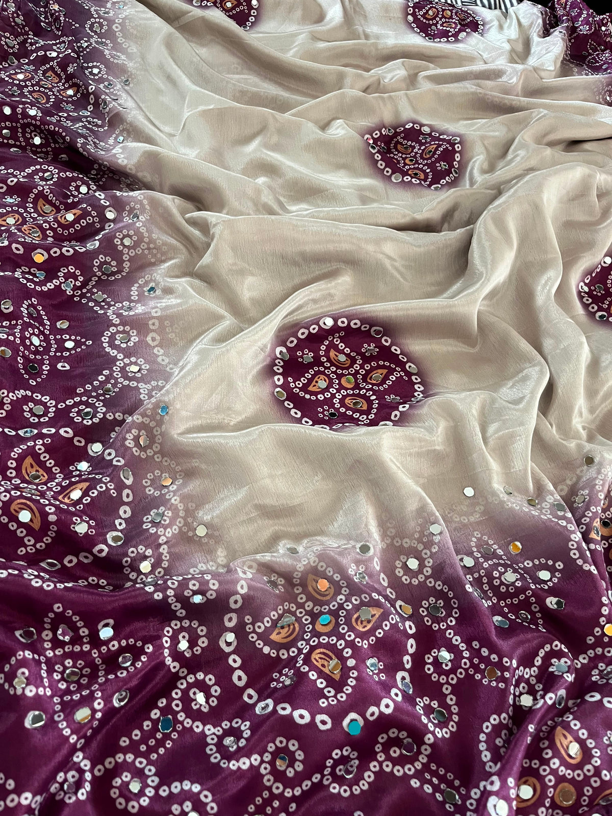 Purple color Saree with Unstitched Blouse