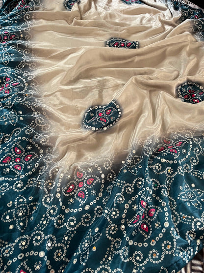 Blue color Saree with Unstitched Blouse