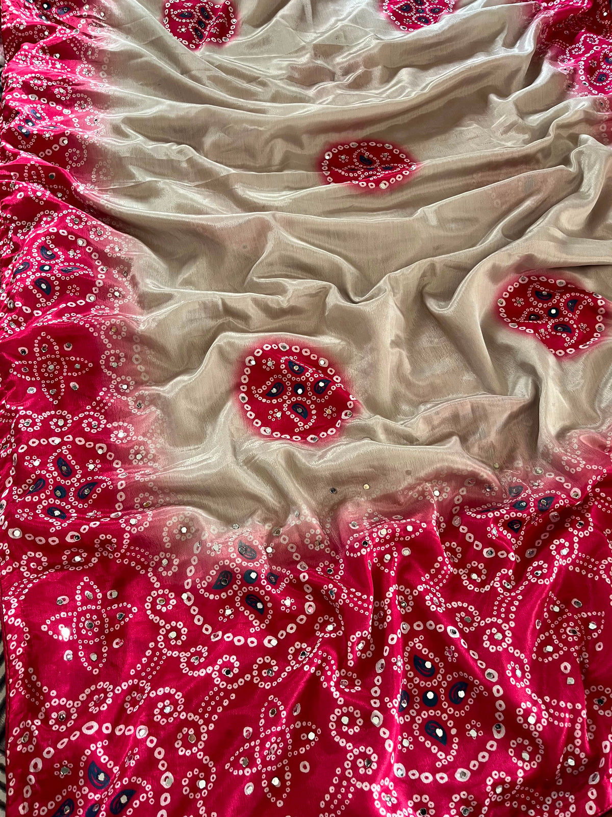 Rani Pink color Saree with Unstitched Blouse