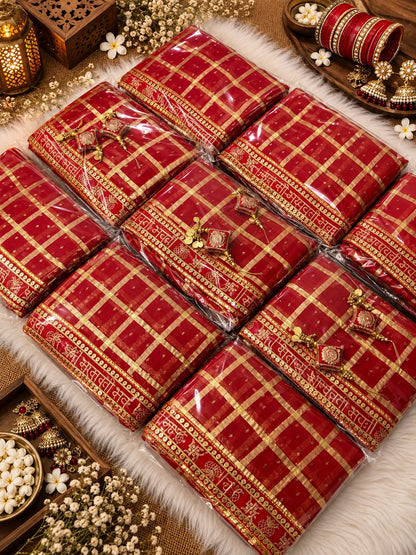 Red color Karwa Chauth Saree with Unstitched