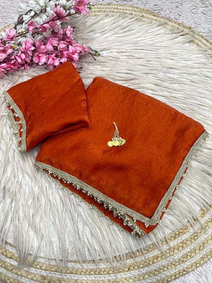 Space Silk Saree with Unstitched Blouse