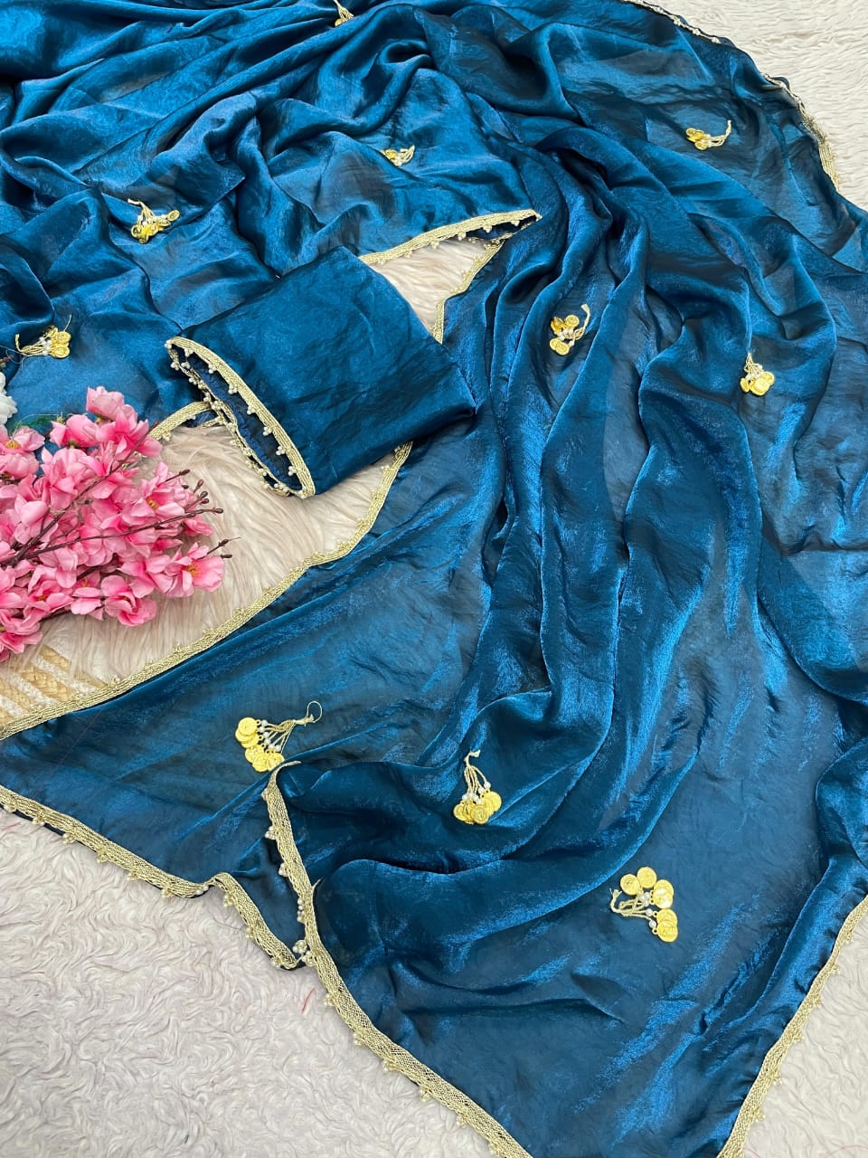 Space Silk Saree with Unstitched Blouse