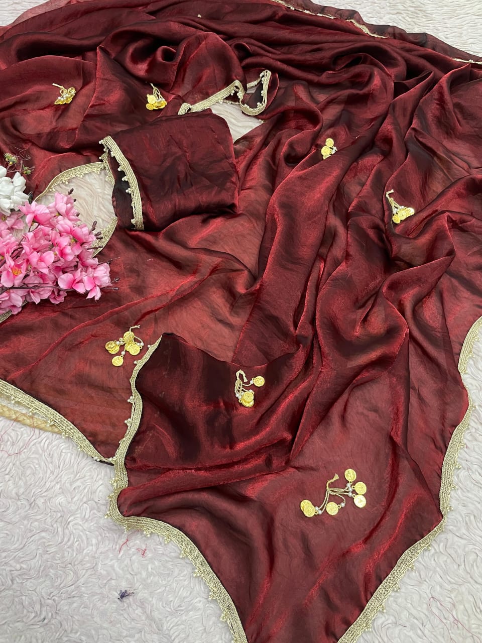 Space Silk Saree with Unstitched Blouse