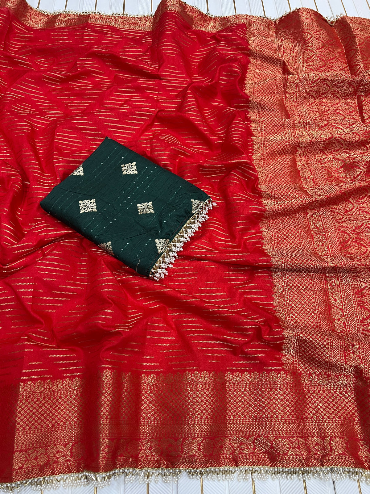 Traditional Red Dola Silk Banarasi Zari Saree