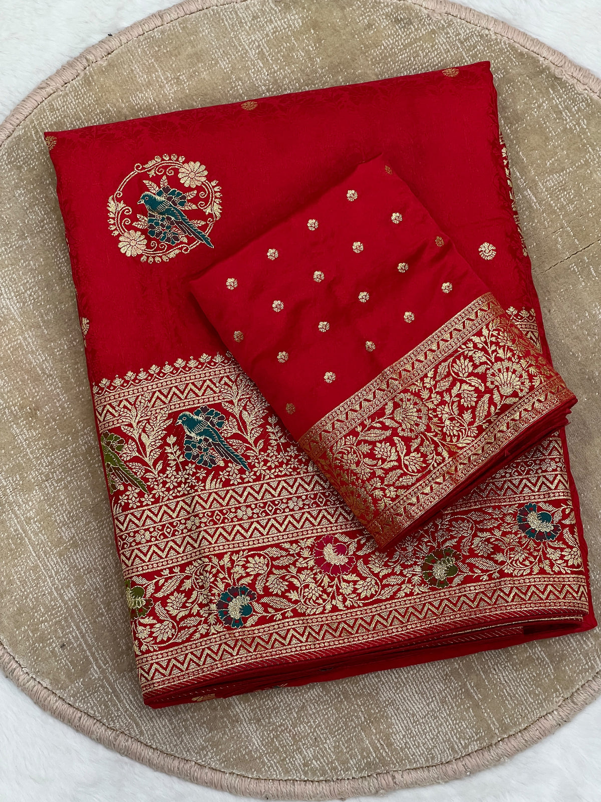 Traditional Red Satin Silk Banarasi Zari Saree