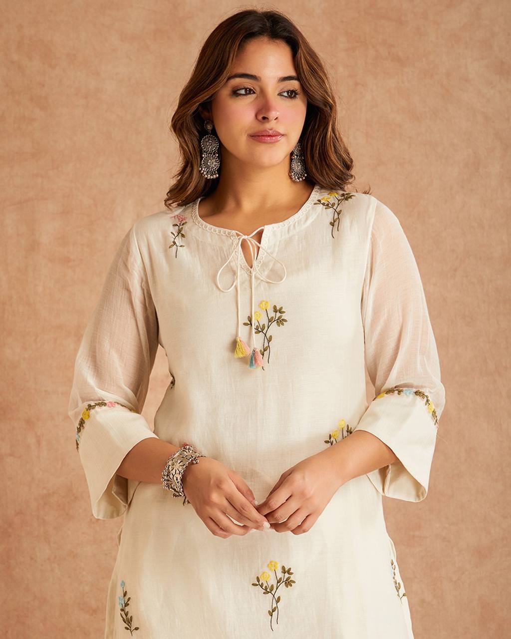 Designer Party Wear Look Pur Mul Chandheri Top & Farshi Palazzo With Dupatta set