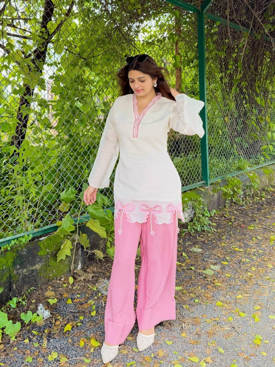 Designer Party Wear Look Pur Roman Silk Top & Plazzo  set