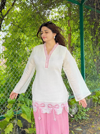 Designer Party Wear Look Pur Roman Silk Top & Plazzo  set