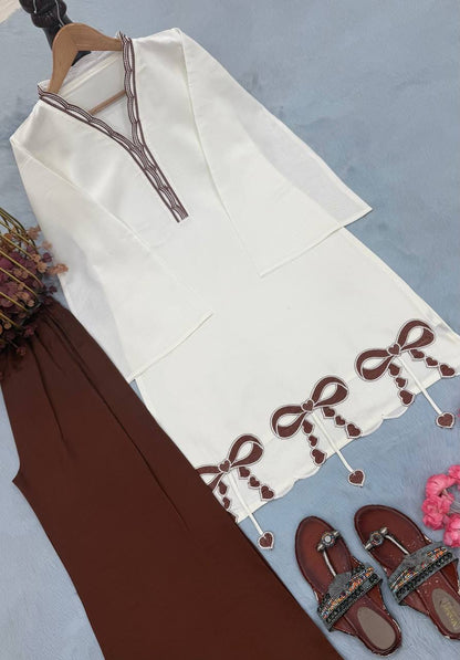 Designer Party Wear Look Pur Roman Silk Top & Plazzo  set
