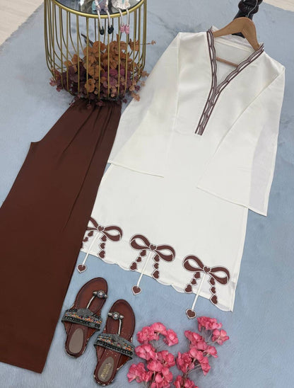 Designer Party Wear Look Pur Roman Silk Top & Plazzo  set