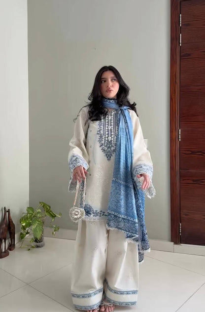 Designer Party Wear Look Pur Satin Rayon Top & Farshi Palazzo With Dupatta set