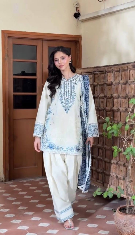 Designer Party Wear Look Pur Satin Rayon Top & Farshi Palazzo With Dupatta set