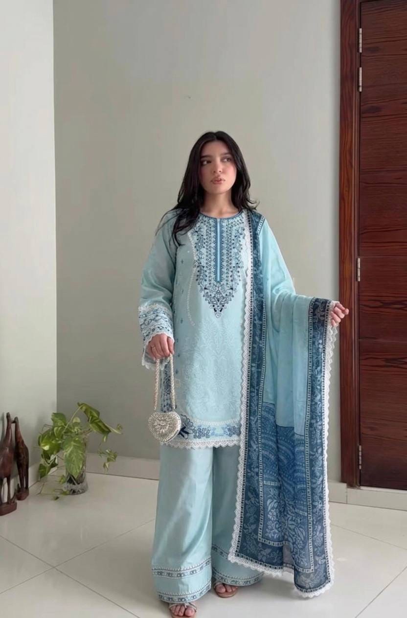 Designer Party Wear Look Pur Satin Rayon Top & Farshi Palazzo With Dupatta set