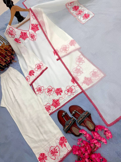 Designer Party Wear Look Pur Satin Rayon Top & Farshi Palazzo With Dupatta set
