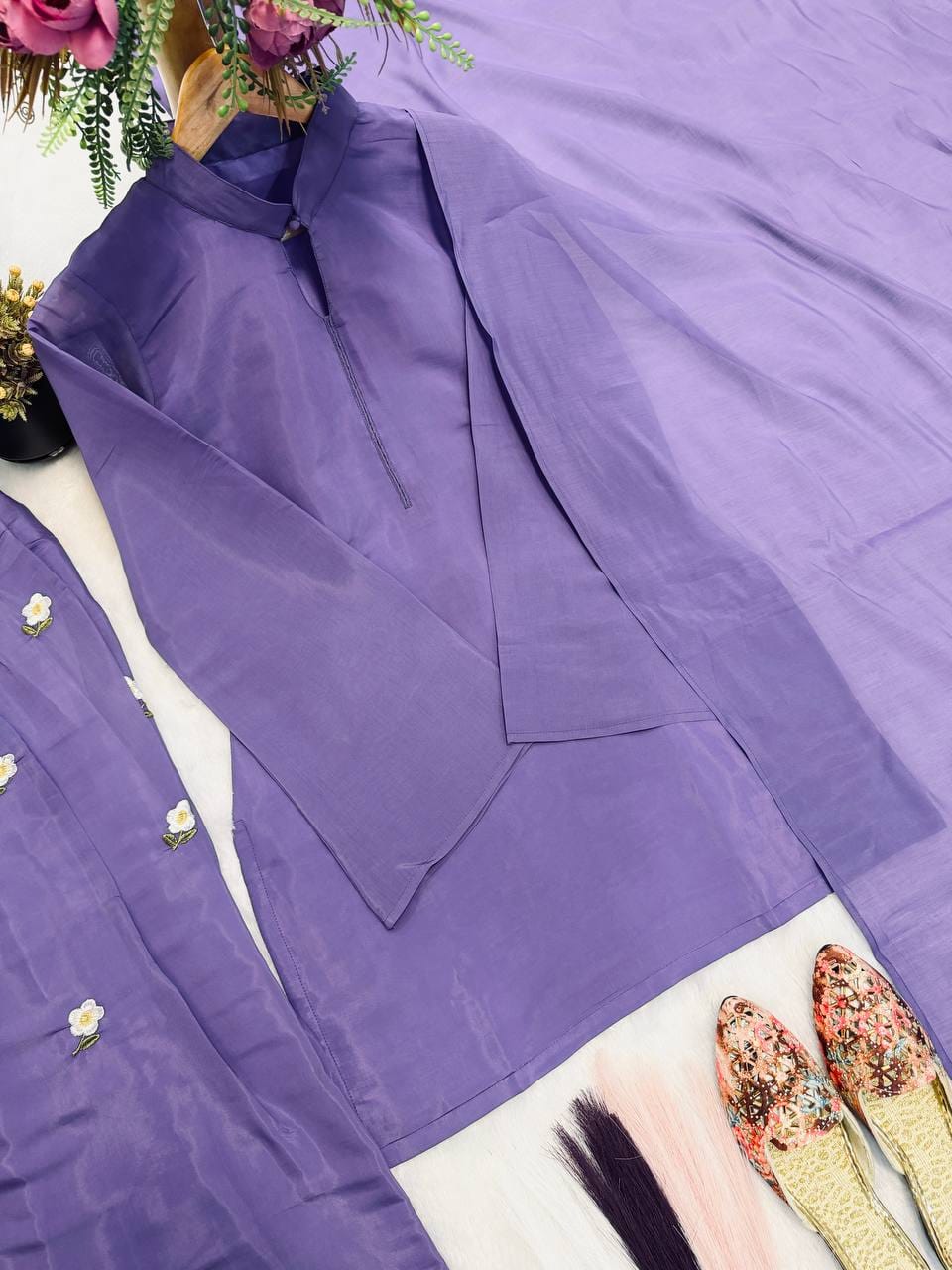 Designer Party Wear Look top with farshi salwar
