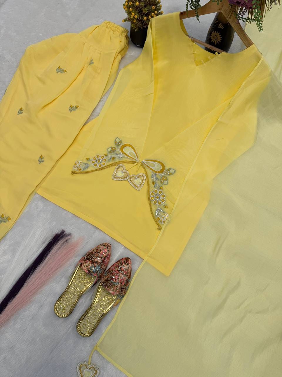 Designer Party Wear Look top with farshi salwar