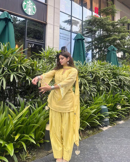Designer Party Wear Look top with farshi salwar
