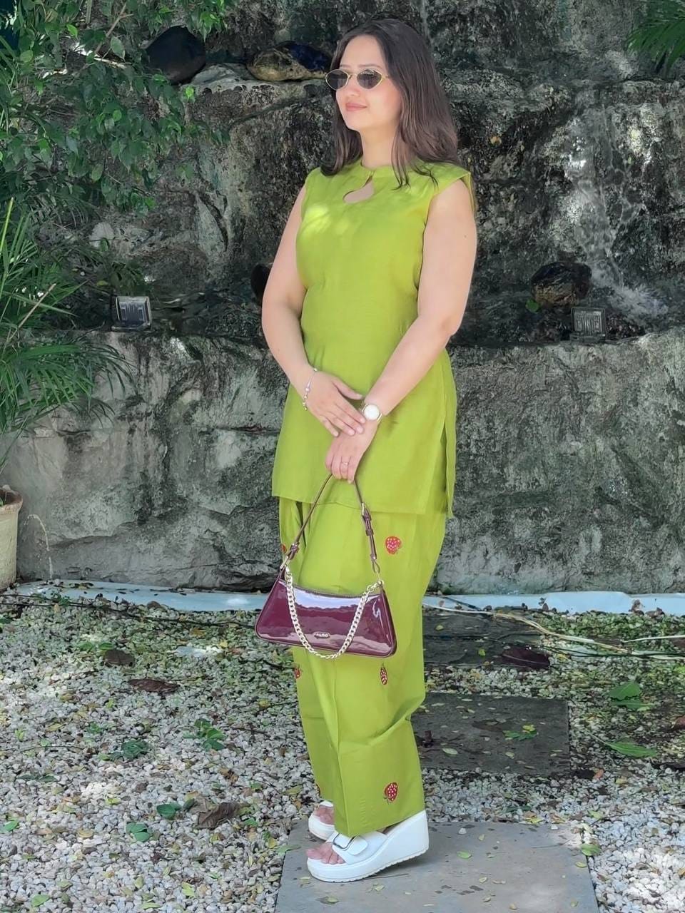 Designer Party Wear Look top with farshi salwar