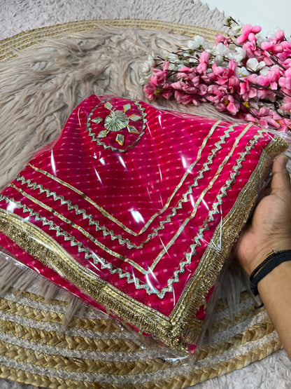 Rani Pink color Saree With Unstitched Blouse