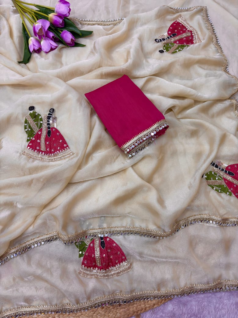 Karwa Chauth Saree with Unstitched