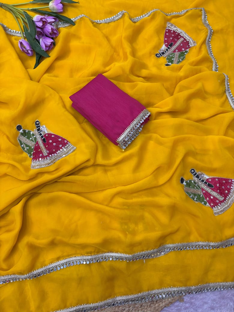 Karwa Chauth Saree with Unstitched