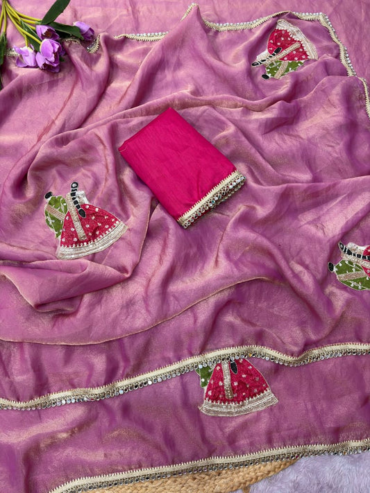 Karwa Chauth Saree with Unstitched