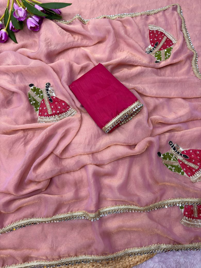 Karwa Chauth Saree with Unstitched