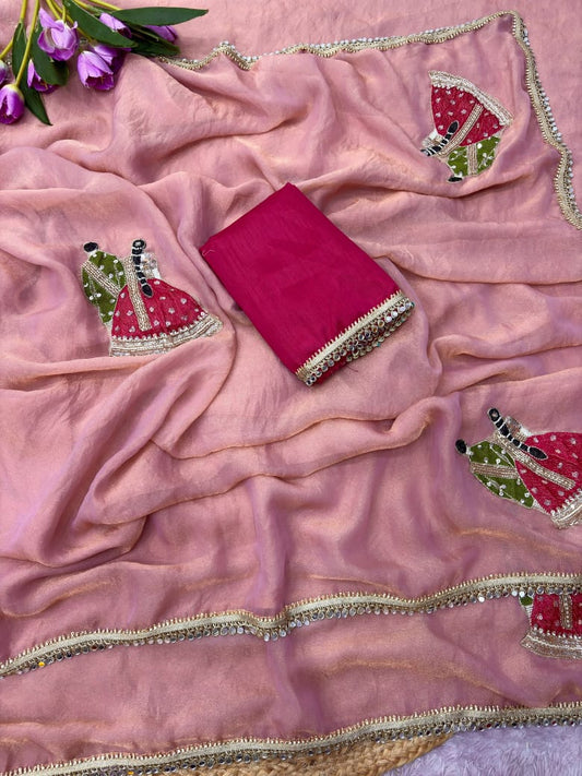 Karwa Chauth Saree with Unstitched